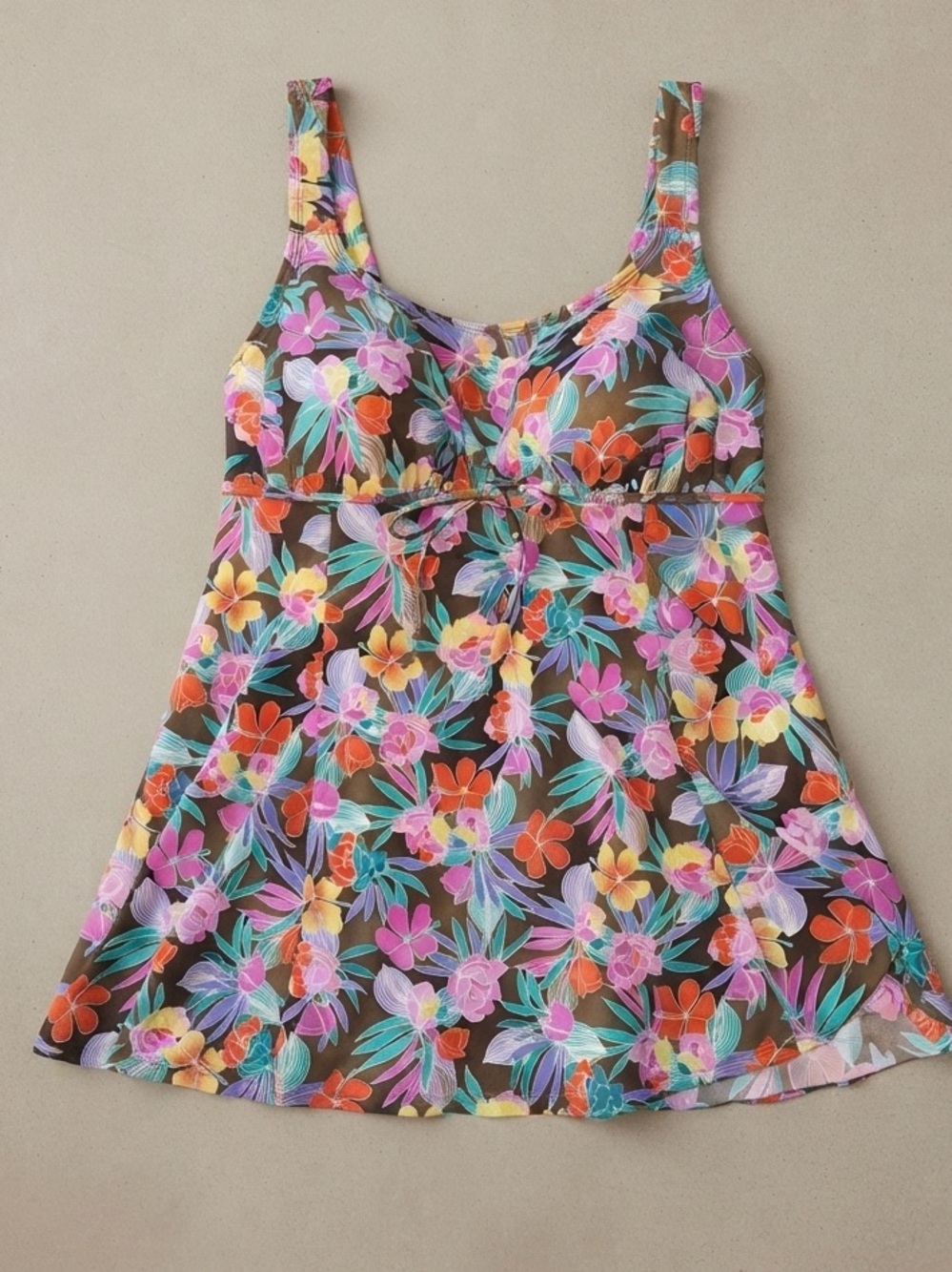 Fit 4 U 20w Plus Floral Swimdress one piece Black Flowers pink tropical support